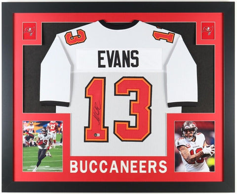 Mike Evans Signed Tampa Bay Buccaneers 35x43 Framed White Home Jersey (Beckett)