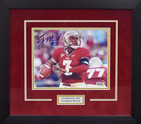 EJ MANUEL AUTOGRAPHED FLORIDA STATE SEMINOLES 8x10 FRAMED PHOTO COA