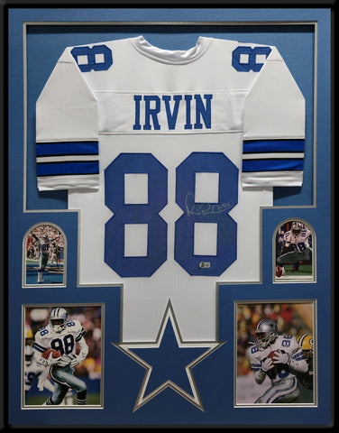 FRAMED DALLAS COWBOYS MICHAEL IRVIN AUTOGRAPHED SIGNED JERSEY BECKETT HOLO