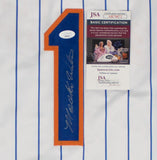 Mookie Wilson Signed New York Mets Pinstriped Jersey (JSA COA) 1986 World Champs