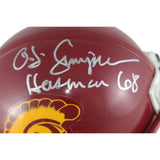 O.J. Simpson Autographed/SIgned USC Trojans VSR4 Mini Helmet Heisman PSA 52749