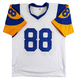 Torry Holt "5x Insc" Signed Rookie Era White Pro Style Jersey BAS Witnessed