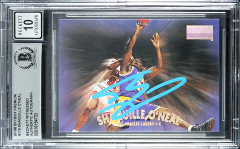 Lakers Shaquille O'Neal Signed 1997 Skybox Premium #116 Card Auto 10! BAS Slab