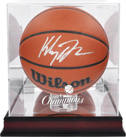 Klay Thompson Warriors Signed Wilson Basketball w/Team Logo Display Case