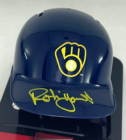 Milwaukee Brewers ROBIN YOUNT Signed Rawlings BLUE Mini Helmet AUTO - BAS