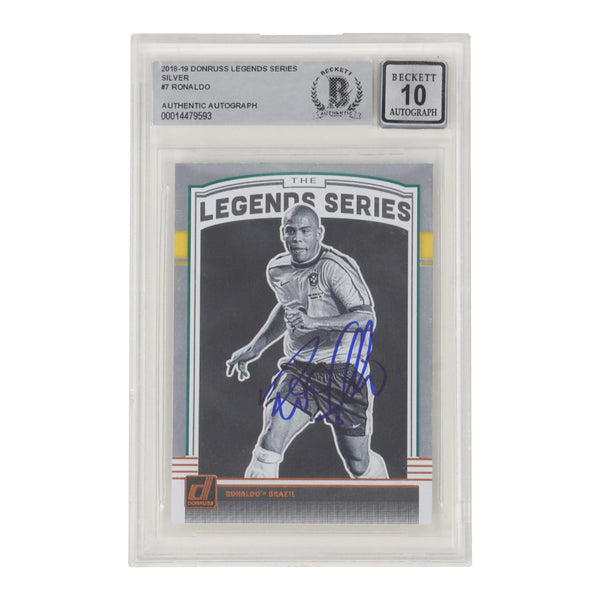 Ronaldo Nazario Signed 2018-19 Panini Donruss Legend Series Silver - BGS 10 Auto
