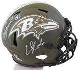 Ray Lewis & Ed Reed Signed Salute To Service F/S Speed Proline Helmet BAS Wit