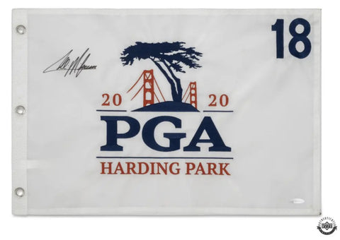 Collin Morikawa Autographed 2020 PGA Championship Pin Flag UDA