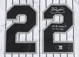 Noah Schultz MLB Debut 4 14 26 Signed Chicago White Sox Pstriped Jersey /Beckett
