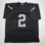 Autographed/Signed Ashton Jeanty Oakland Black Football Jersey Beckett BAS COA