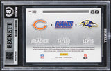 (3) Taylor, Urlacher & Lewis Signed 2021 Score 3D #2 Card Auto 10! BAS Slabbed