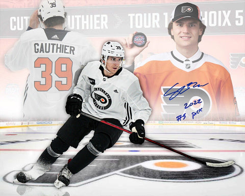 Cutter Gauthier Flyers Autographed Signed 2022 #5 Pick 16x20 Photo JSA PSA