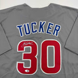 Autographed/Signed Kyle Tucker Chicago Grey Baseball Jersey JSA COA