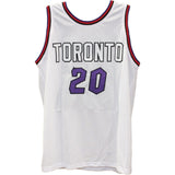 Damon Stoudamire Autographed/Signed Pro Style White Jersey Beckett 43494