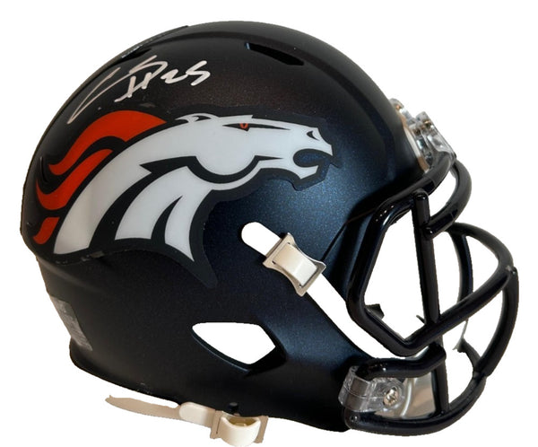 Chris Harris, Jr. Autographed Denver Broncos Navy Mini Helmet - Beckett COA
