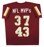 NFL MVPs (3) Theismann, Mosely & Brown Signed Maroon Pro Style Jersey BAS Wit