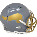 Jordan Addison Autographed Minnesota Vikings Slate Mini Helmet Beckett 53889
