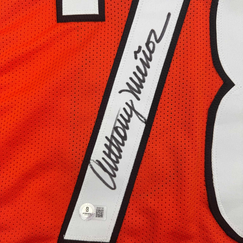 Anthony Rabe Cincinnati Autographed/Signed Anthony Munoz Cincinnati Orange Jersey Beckett BAS ...