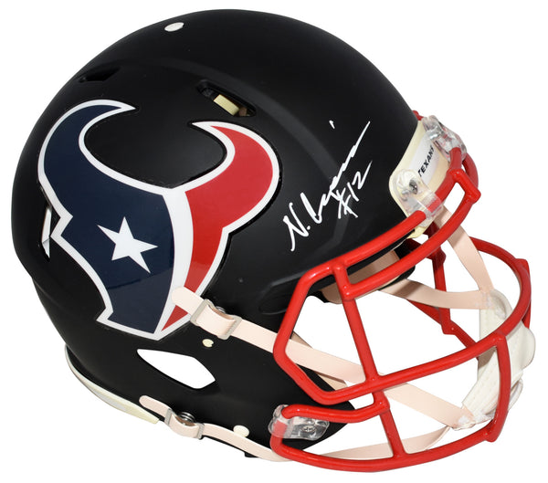 NICO COLLINS SIGNED HOUSTON TEXANS FLAT BLACK AUTHENTIC SPEED HELMET BECKETT
