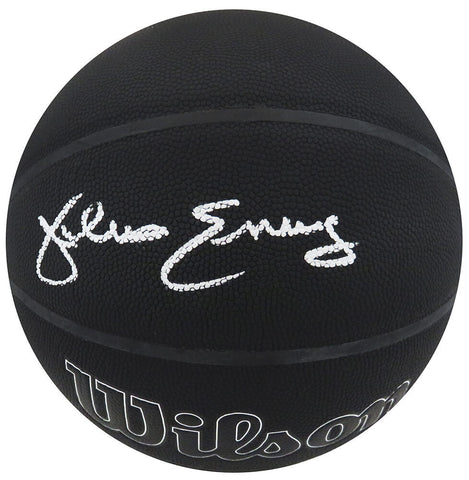 Julius Erving Signed Wilson I/O Black 75th Logo NBA Basketball - (SCHWARTZ COA)