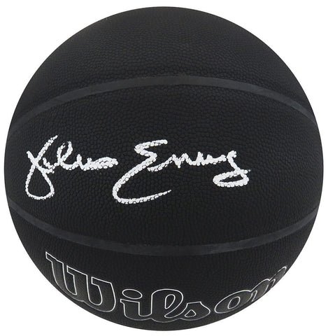 Julius Erving Signed Wilson I/O Black 75th Logo NBA Basketball - (SCHWARTZ COA)