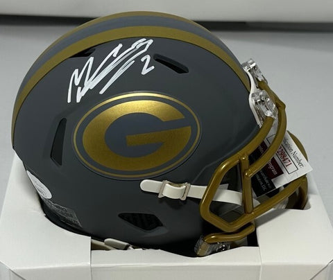 Packers SB Champ MASON CROSBY Signed Riddell SLATE Speed Mini Helmet AUTO - JSA
