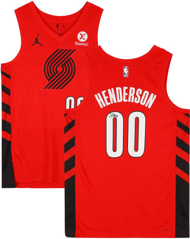 Scoot Henderson Portland Trail Blazers Signed Red Jordan Brand Swingman Jersey