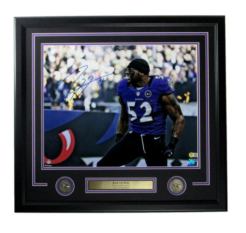 Ray Lewis HOF Baltimore Ravens Signed/Auto 16x20 Photo Framed Beckett 164487