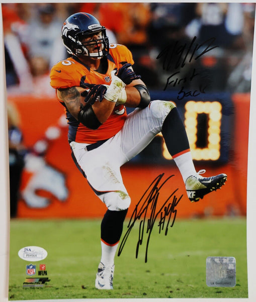 Derek Wolfe Autographed 8x10 Photograph Inscribed "9/9/12 First Back" (JSA COA)