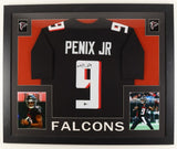 Michael Penix Jr. Signed Atlanta Falcons 35x43 Framed Jersey (Beckett) 2024 Pick
