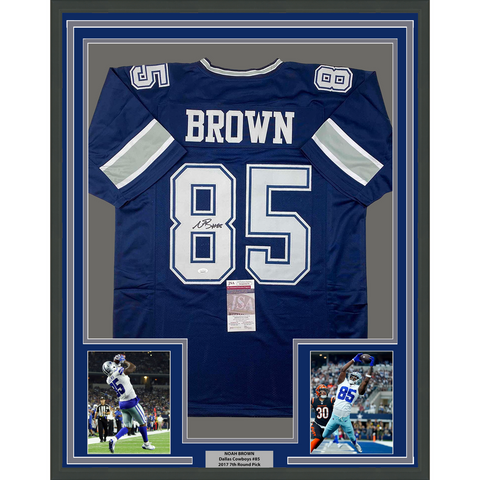 Framed Autographed/Signed Noah Brown 33x42 Dallas Blue Jersey JSA COA