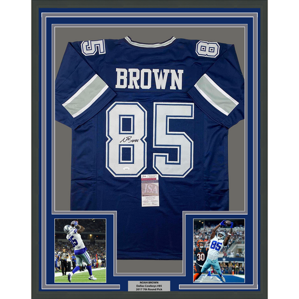 Framed Autographed/Signed Noah Brown 33x42 Dallas Blue Jersey JSA COA