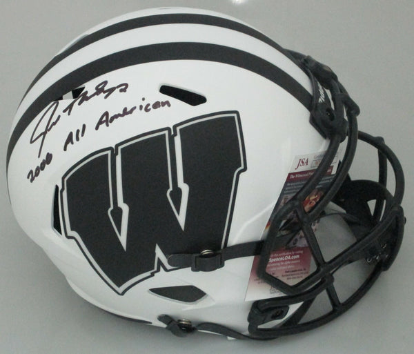 Badgers JOE THOMAS Signed Full Size Replica LUNAR Speed Helmet AUTO w/ Script