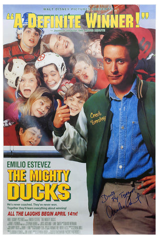 Emilio Estevez Signed Mighty Ducks 27x40 Movie Poster w/Fly Together - (SS COA)