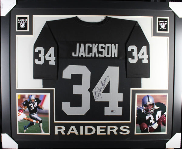 Bo Jackson Autographed Pro Style Black XL Framed Jersey 35x43 TRI 53749