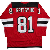 Autographed/Signed Arseni Gritsyuk New Jersey NJ Red Hockey Jersey JSA COA