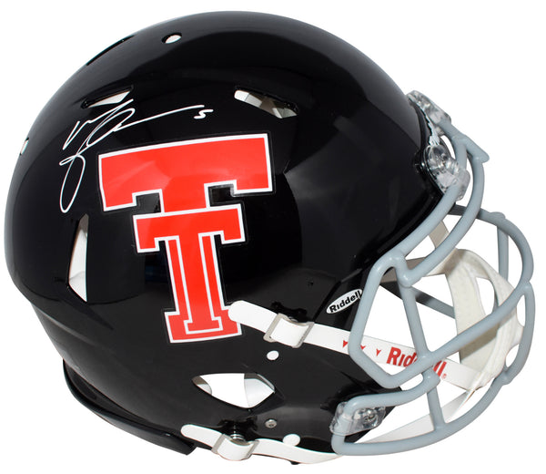 MICHAEL CRABTREE SIGNED TEXAS TECH RED RAIDERS THROWBACK AUTHENTIC HELMET BAS