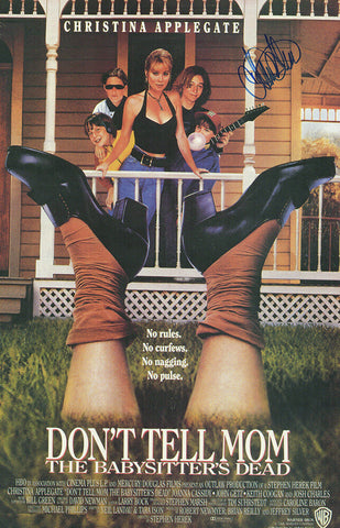 Christina Applegate Signed Don't Tell Mom Babysitter's Dead 11x17 In Blue/SS COA