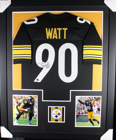 TJ WATT (Steelers black TOWER) Signed Autographed Framed Jersey Beckett
