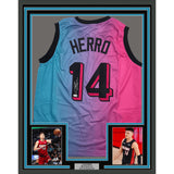 Framed Autographed/Signed Tyler Herro 35x39 Miami Vice Jersey JSA COA