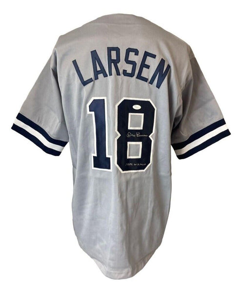 Don Larsen Signed New York Yankees Road Jersey Inscribed "1956 WS MVP" (JSA COA)