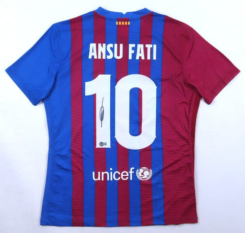 Ansu Fati Signed Barcelona Nike Jersey (Beckett) 2022 World Cup Team / Spain