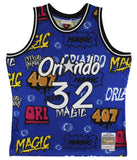 Magic Shaquille O'Neal Signed Alt Blue M&N 1994-95 HWC Swingman Jersey BAS Wit
