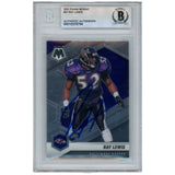 Ray Lewis Autographed/Signed 2021 Mosiac #21 Trading Card Beckett 52916