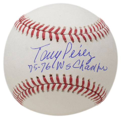 Tony Perez Cincinnati Reds Signed Official MLB Baseball 75-76 WS Champs Insc BAS