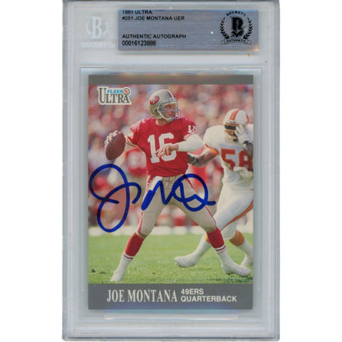 Joe Montana Autographed/Signed 1991 Fleer Ultra 251 Trading Card Beckett 47124
