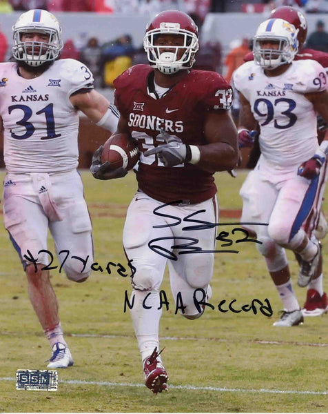 SAMAJE PERINE AUTOGRAPHED SIGNED OKLAHOMA SOONERS 8x10 PHOTO W/ NCAA RECORD