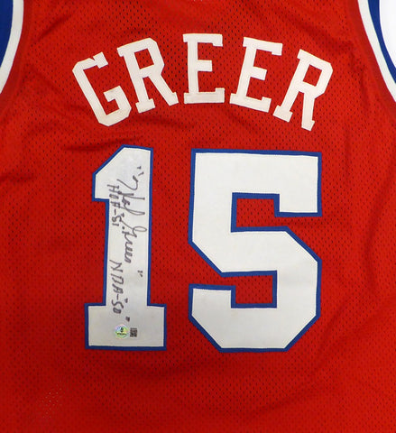 76ers Hal Greer Autographed Red Jersey HOF 81 NBA "50" Beckett QR #BS30062