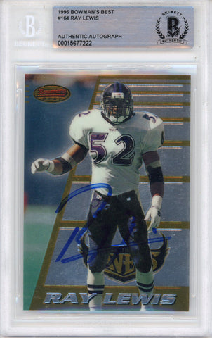 Ray Lewis Autographed 1996 Bowmans Best #164 Slabbed BAS 39888