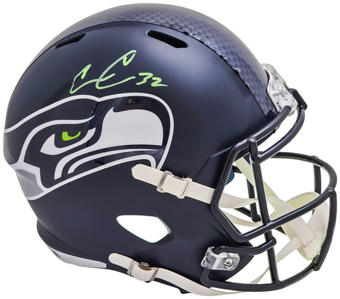 Chris Carson Signed Seattle Seahawks Blue Full Size Speed Helmet Fanatics Holo